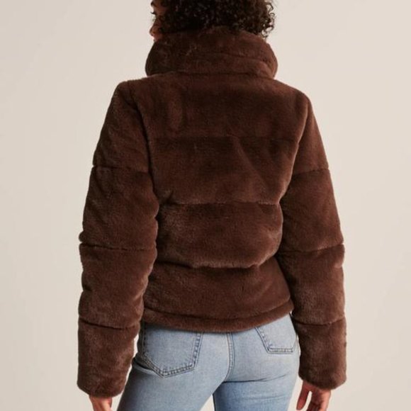 Abercrombie Faux Fur Mini Puffer Coat - Picture 13 of 16